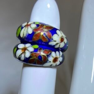 Enamel Floral Hoop Earrings